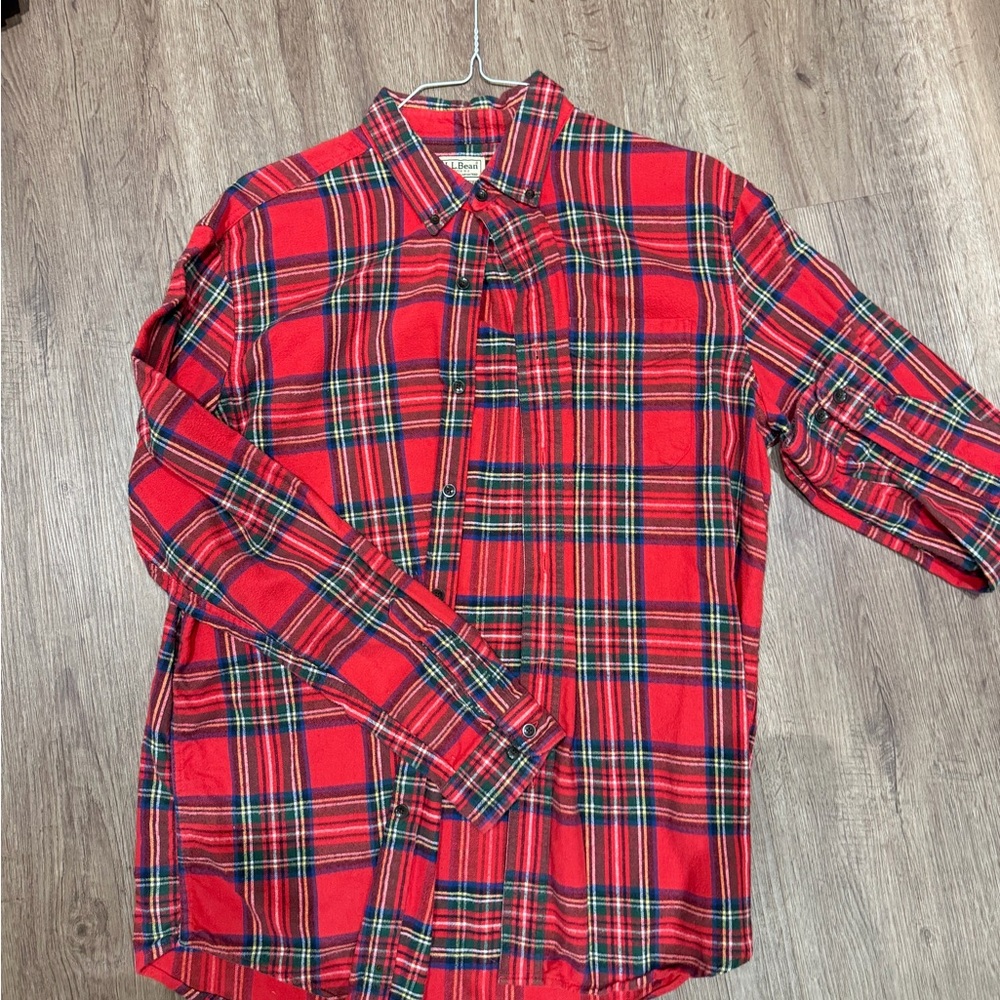 L.L  Bean - Red Plaid Men's Flannel Shirt